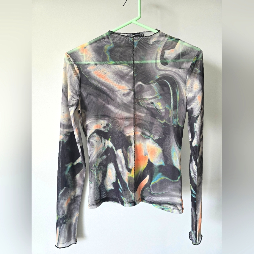 Zara mesh marbled-effect top